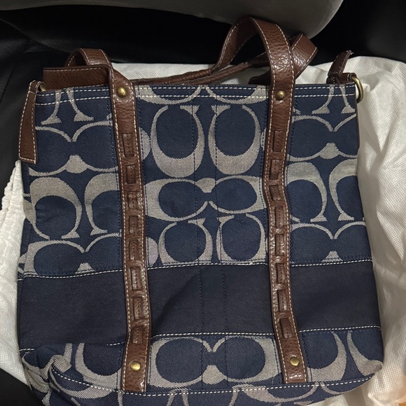 Coach Handbags - Coach Navy and Brown Signature Tote